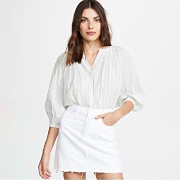 PAIGE Aideen Raw Hem Denim Skirt in Crisp White Size 26 - Picture 1 of 10